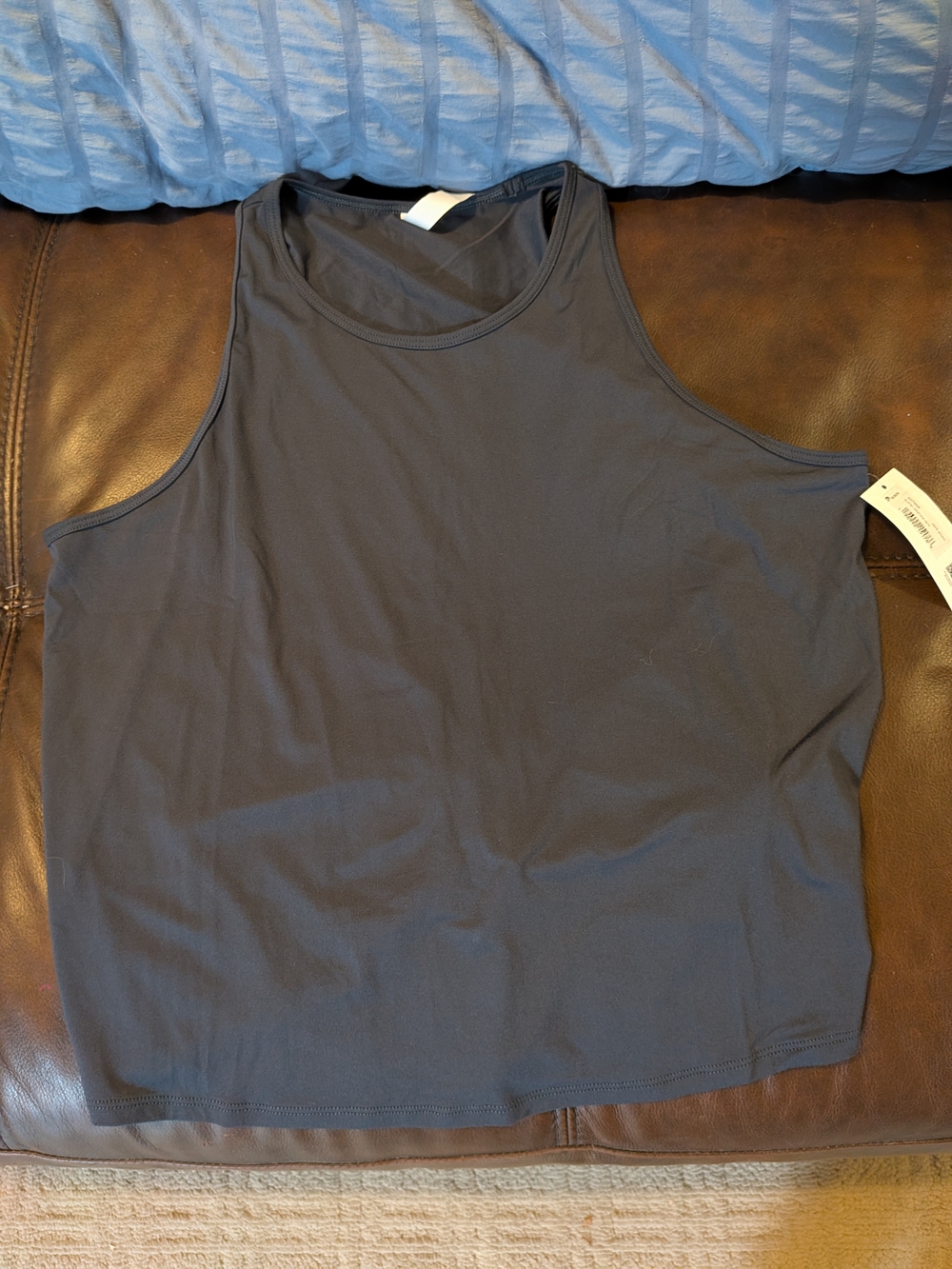 SPANX Grey Crewneck Sleeveless Tank Top Keyhole Back, Sz M